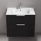 Wall Mounted Black Bathroom Vanity, Modern, 28